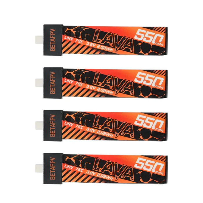 BetaFPV LAVA 1S 550mAh 75C LiHV Battery BT2.0 4PCS - Image 1